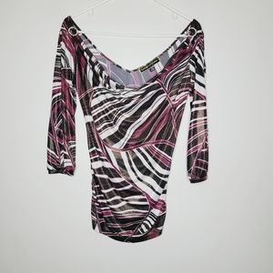 Southpole Top Women's Medium Marble Swirl Cowl Neck Chic Cocktail Classic Dinner